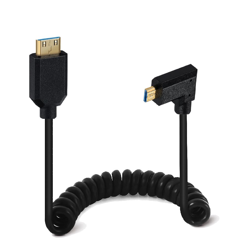 Kework Kework 4ft Micro HDMI to Mini HDMI 8K Coiled Cable Left Angle Adapter High Speed Ultra HD Dynamic HDR