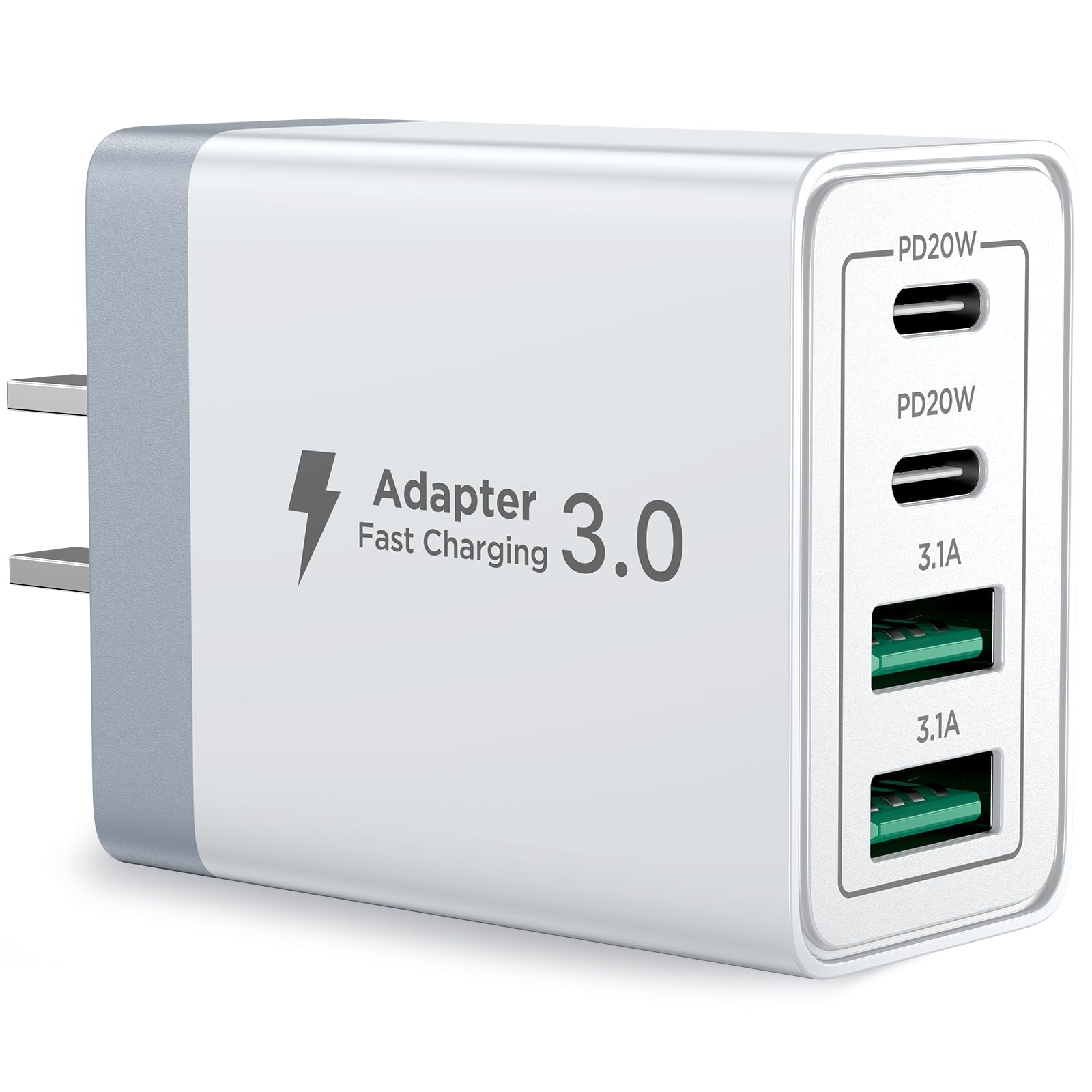 Aioneus 40W 4-Port USB C Charger Block - Fast Charging for iPhone, iPad, Samsung & More | Dual PD+QC 20W Wall Charger
