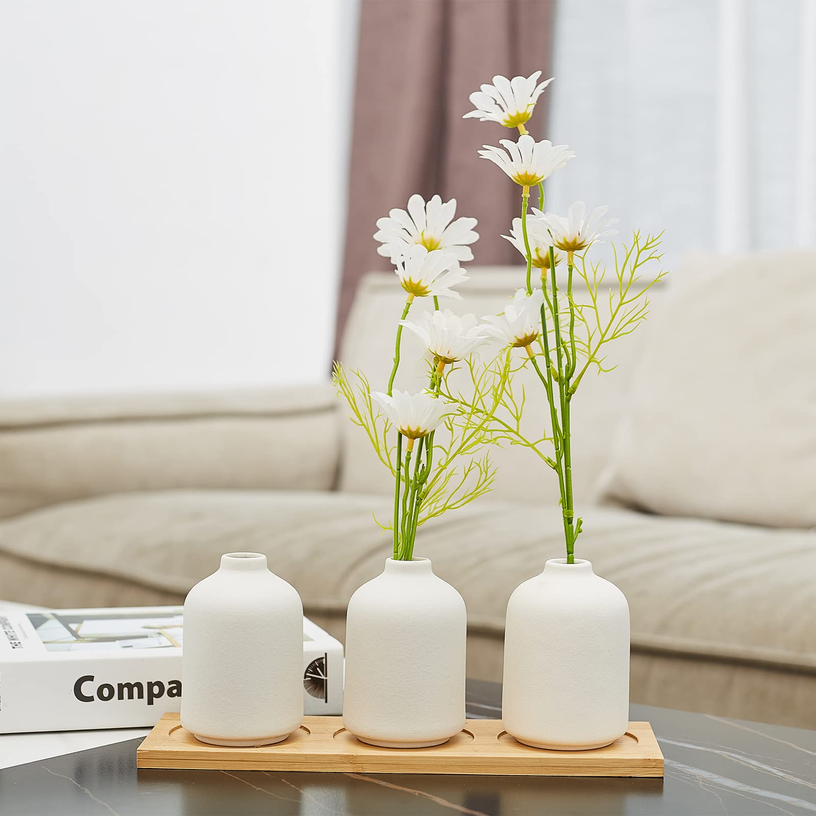 QUALLON Small White Ceramic Vases Set of 6 for Boho Decor and Centerpieces Ideal for Home Wedding and House Plants - View 3 of 9