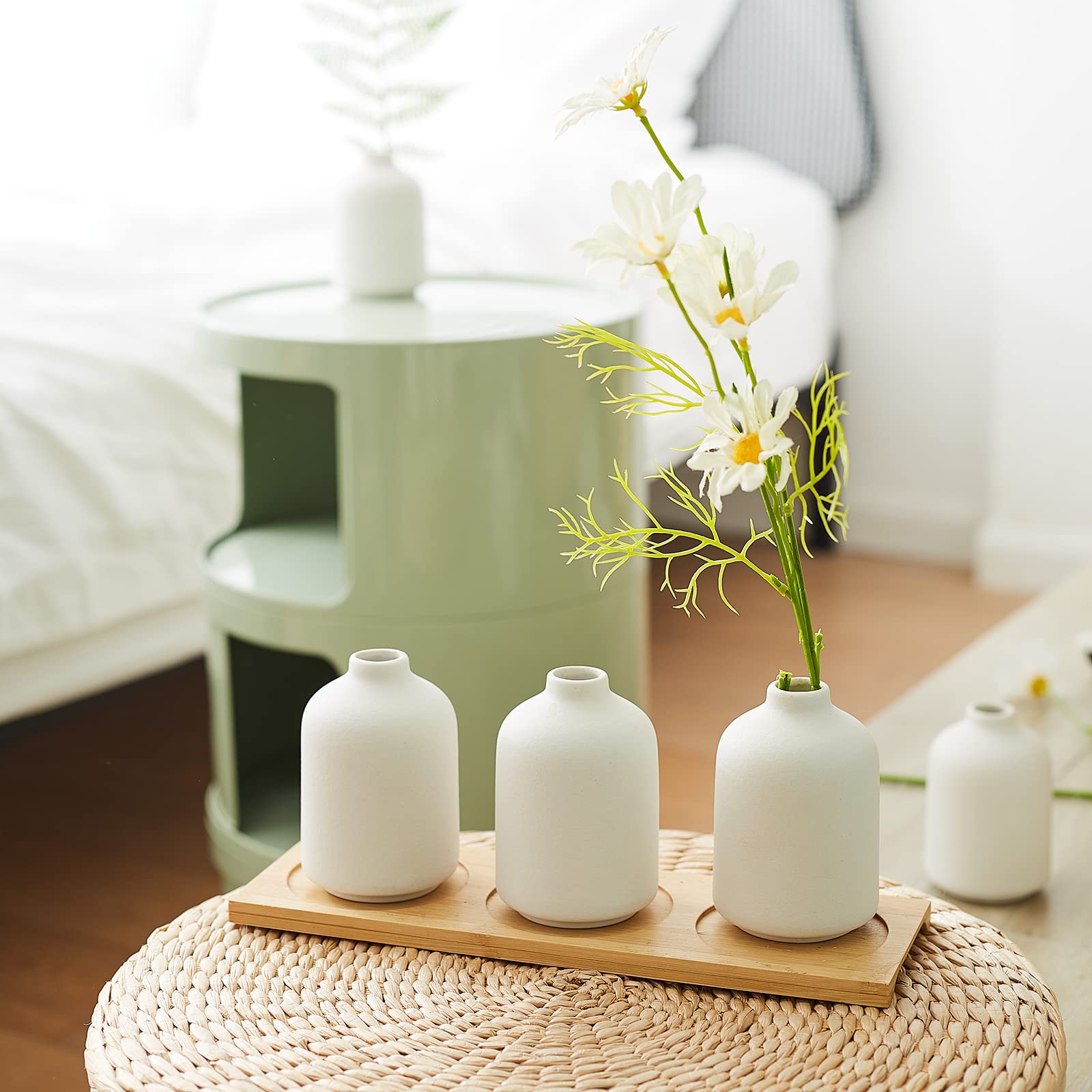 QUALLON Small White Ceramic Vases Set of 6 for Boho Decor and Centerpieces Ideal for Home Wedding and House Plants - View 5 of 9