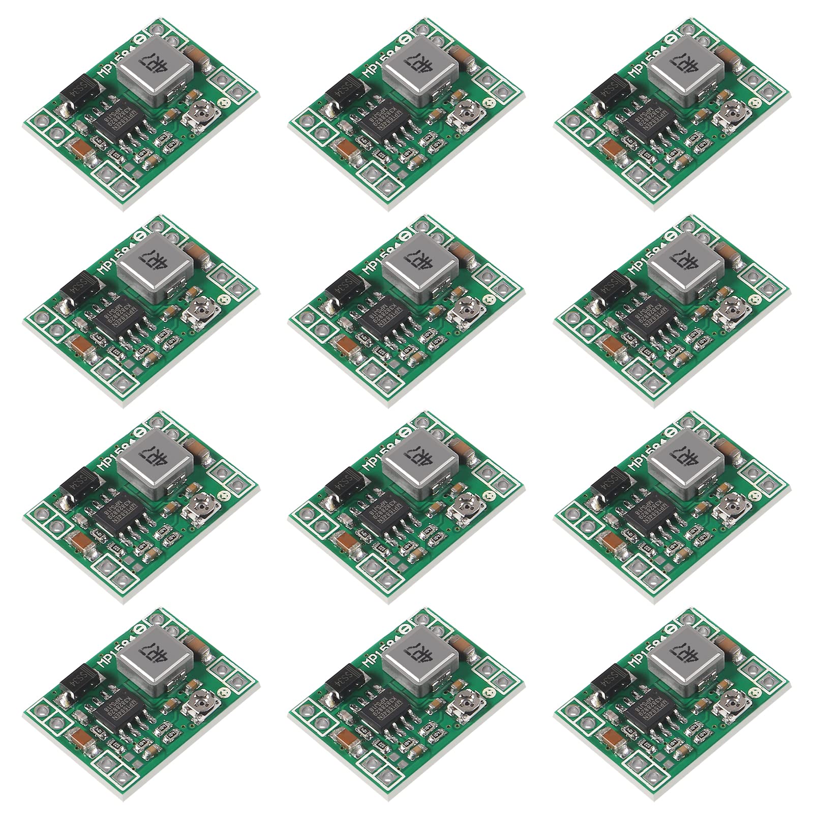 Diitao 12PCS MP1584 MP1584EN DC-DC 3A Adjustable Voltage Buck Converter Mini Voltage Power Supply Step Down Module 24V to 12V 9V 5V 3V