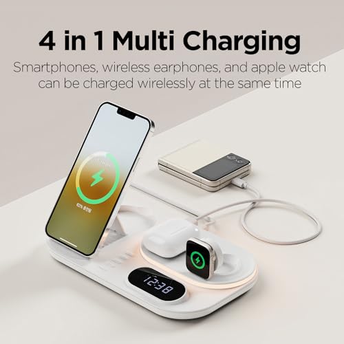 mooas mooas 4-in-1 Fast Wireless Charging Nightlight Clock for iPhone 15, Galaxy S24, AirPods & Apple Watch - Ultimate Charging Station - View 4 of 11