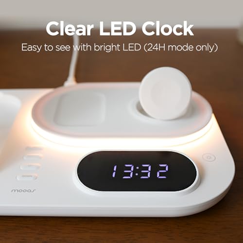 mooas mooas 4-in-1 Fast Wireless Charging Nightlight Clock for iPhone 15, Galaxy S24, AirPods & Apple Watch - Ultimate Charging Station - View 8 of 11