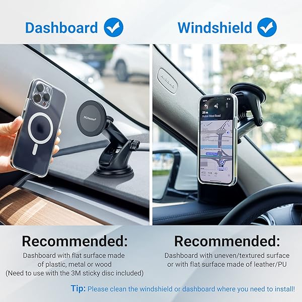 PROfezzion PROfezzion Magnetic Phone Holder for Car: Suction Cup & Vent Clip for iPhone 16/15/14/13 Pro Max & All Phones - View 6 of 10