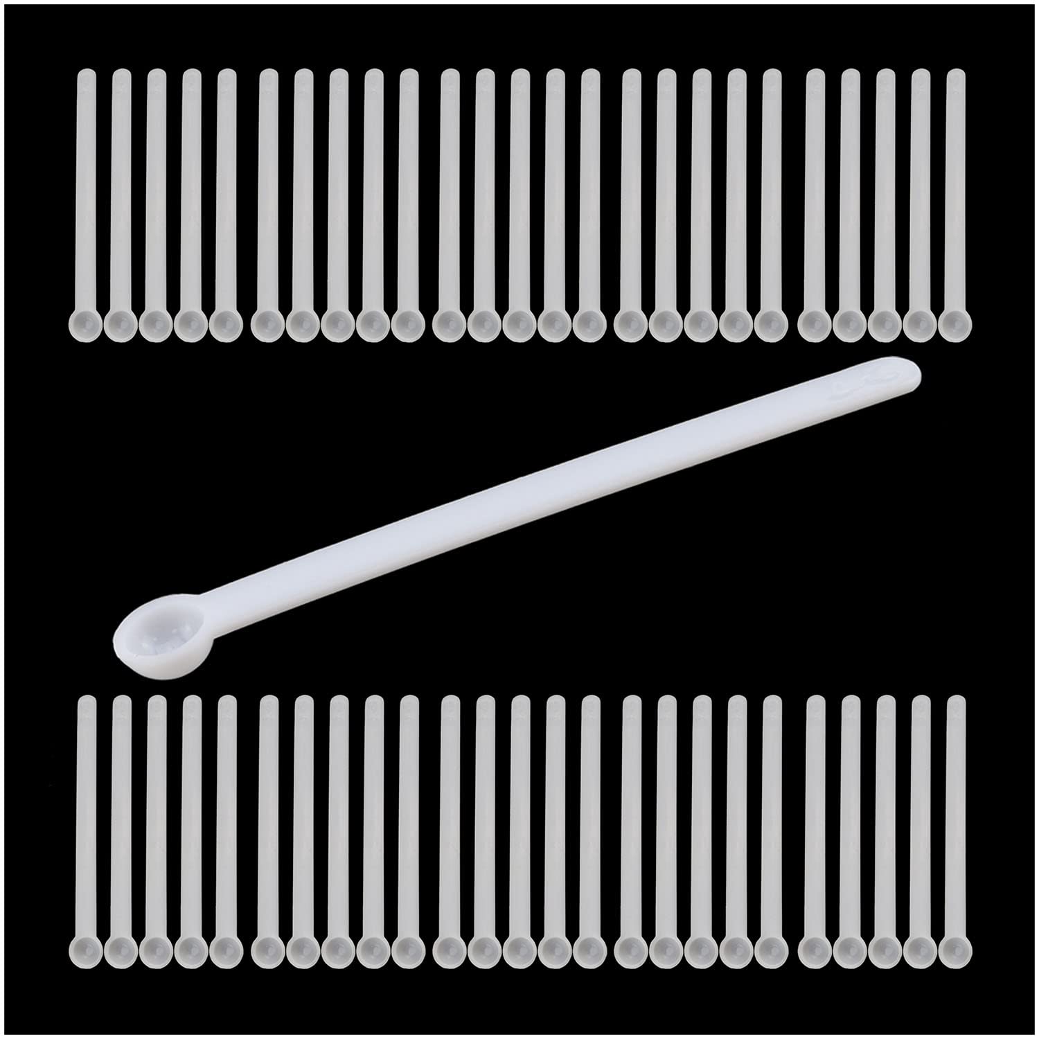 MEETOOT 50pcs 0.15ml Static Free Micro Scoop Mini Milligram Measuring Spoons for Precise Measurements White