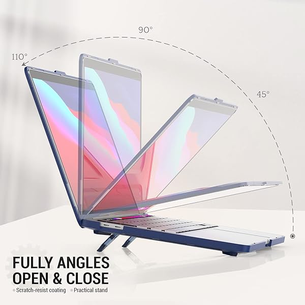 SEYMAC stock SEYMAC MacBook Pro 14 Inch Case with Shock Absorbing Protection Folding Stand and Mouse Pad Bag for Models A3112 A3185 A3401 A2918 A2992 2024 2021 Blue - View 4 of 8