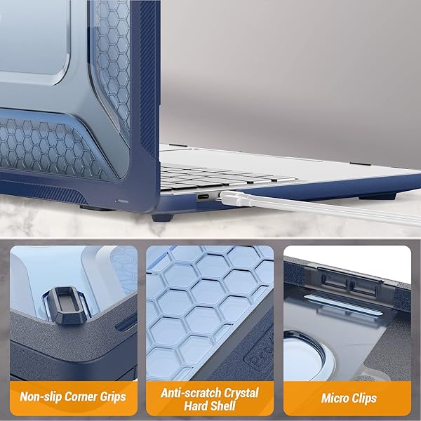 SEYMAC stock SEYMAC MacBook Pro 14 Inch Case with Shock Absorbing Protection Folding Stand and Mouse Pad Bag for Models A3112 A3185 A3401 A2918 A2992 2024 2021 Blue - View 8 of 8