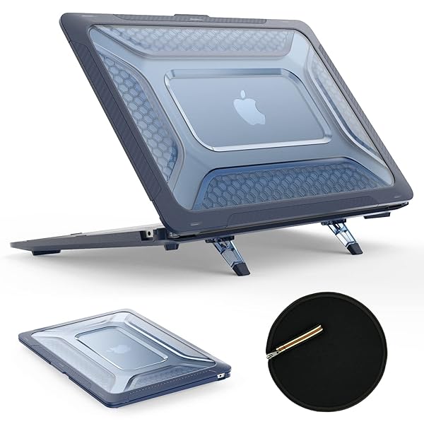 SEYMAC stock SEYMAC MacBook Pro 14 Inch Case with Shock Absorbing Protection Folding Stand and Mouse Pad Bag for Models A3112 A3185 A3401 A2918 A2992 2024 2021 Blue - View 2 of 8