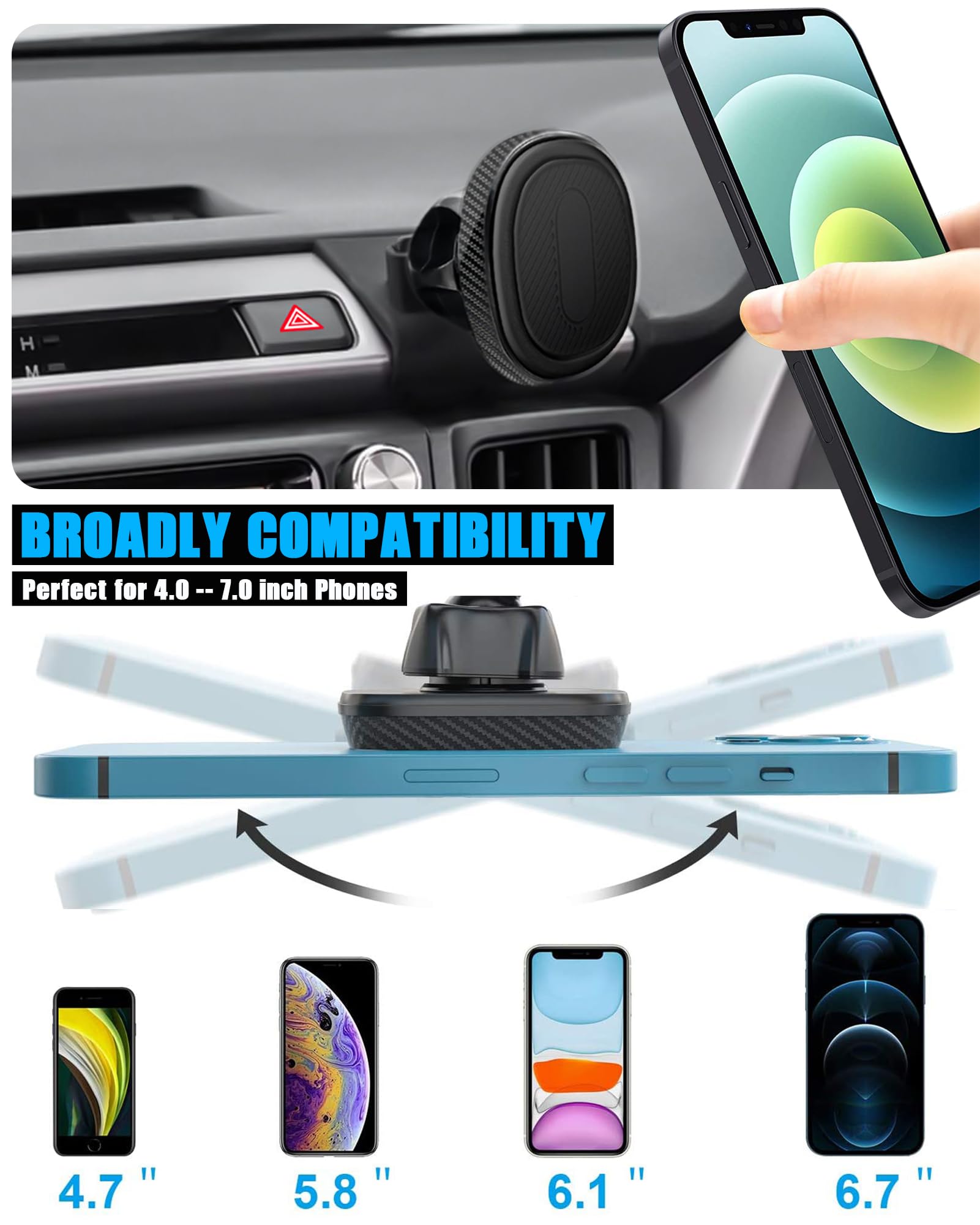 VE VE POWER Car Phone Holder, Air Vent Hands Free Adjustable Phone Stand, Auto Cradles Dashboard Mount for Toyota RAV4 2013-2018, Custom Magnetic - View 2 of 6
