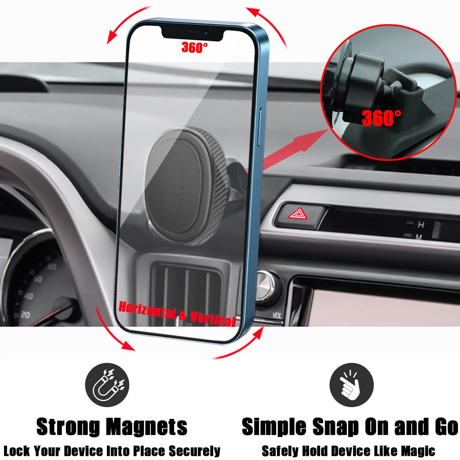 VE VE POWER Car Phone Holder, Air Vent Hands Free Adjustable Phone Stand, Auto Cradles Dashboard Mount for Toyota RAV4 2013-2018, Custom Magnetic - View 4 of 6