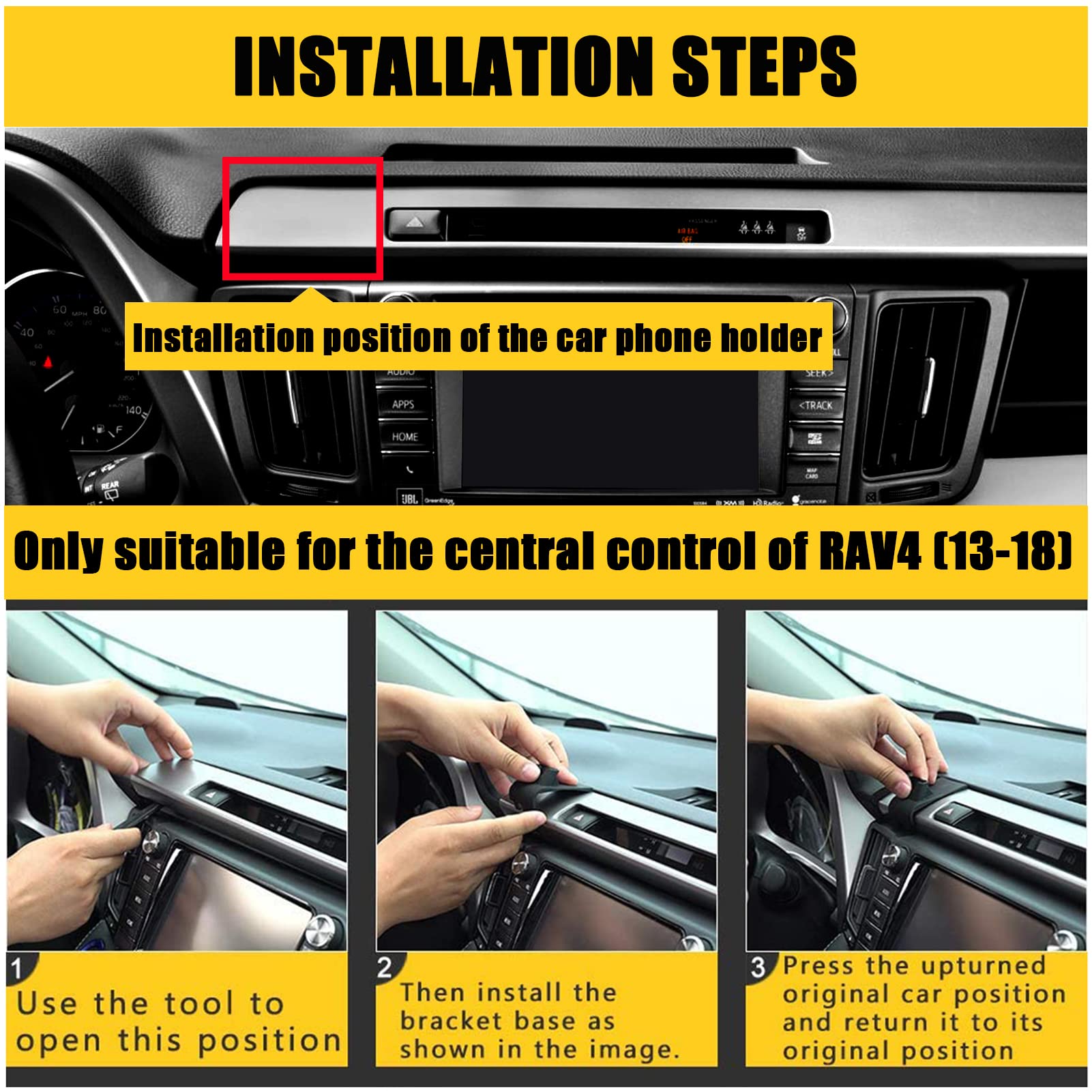 VE VE POWER Car Phone Holder, Air Vent Hands Free Adjustable Phone Stand, Auto Cradles Dashboard Mount for Toyota RAV4 2013-2018, Custom Magnetic - View 6 of 6