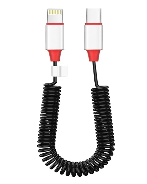 AICase Coiled USB-C to Lightning Cable for Apple CarPlay PD Charging for iPhone 14 13 12 11 X XS XR 8 Plus and AirPods Pro
