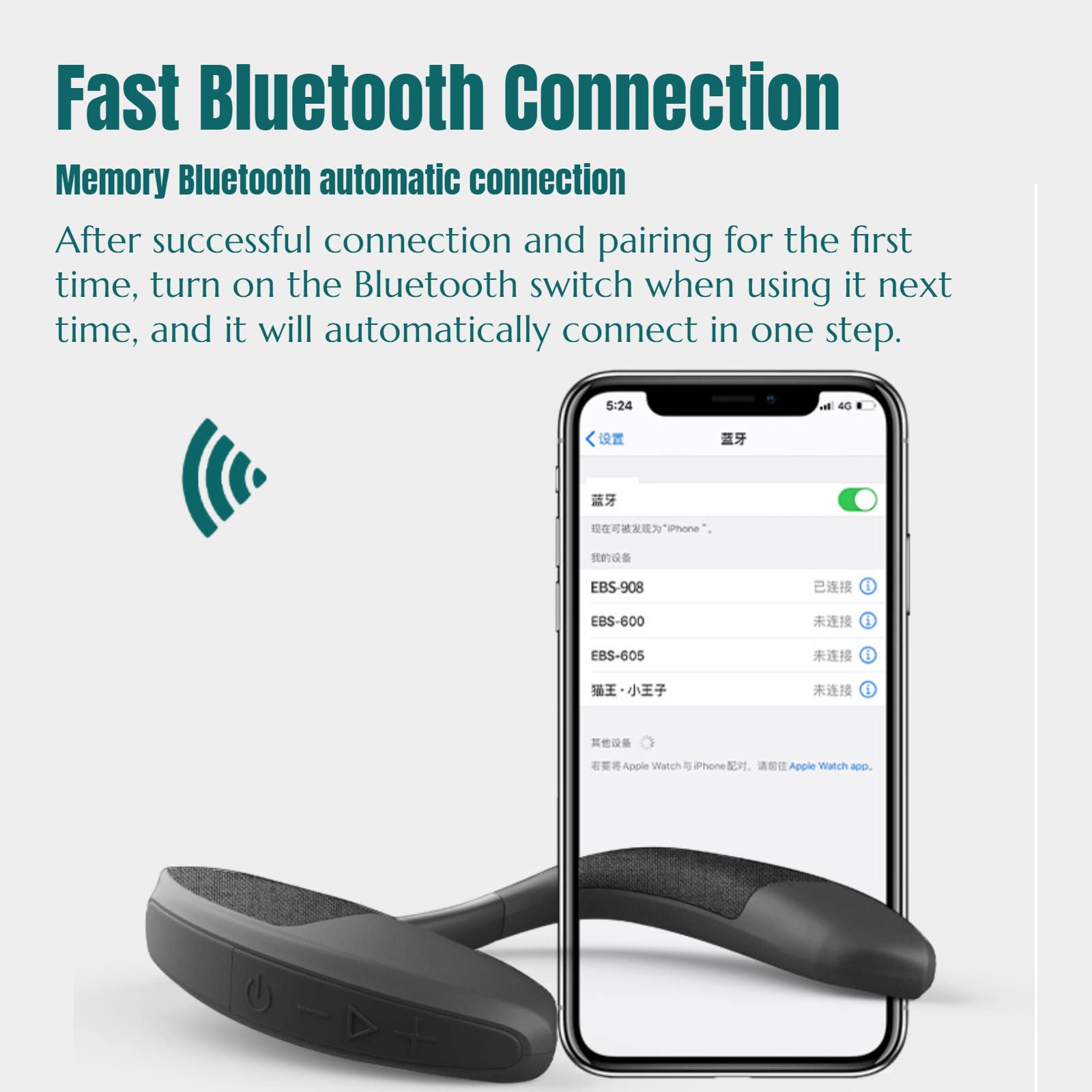 Yoidesu Yoidesu Neckband Portable Bluetooth Speakers Lightweight 3D Stereo Surround Sound Wearable Speaker for Outdoor Cycling and Hands-Free Calling - View 3 of 9