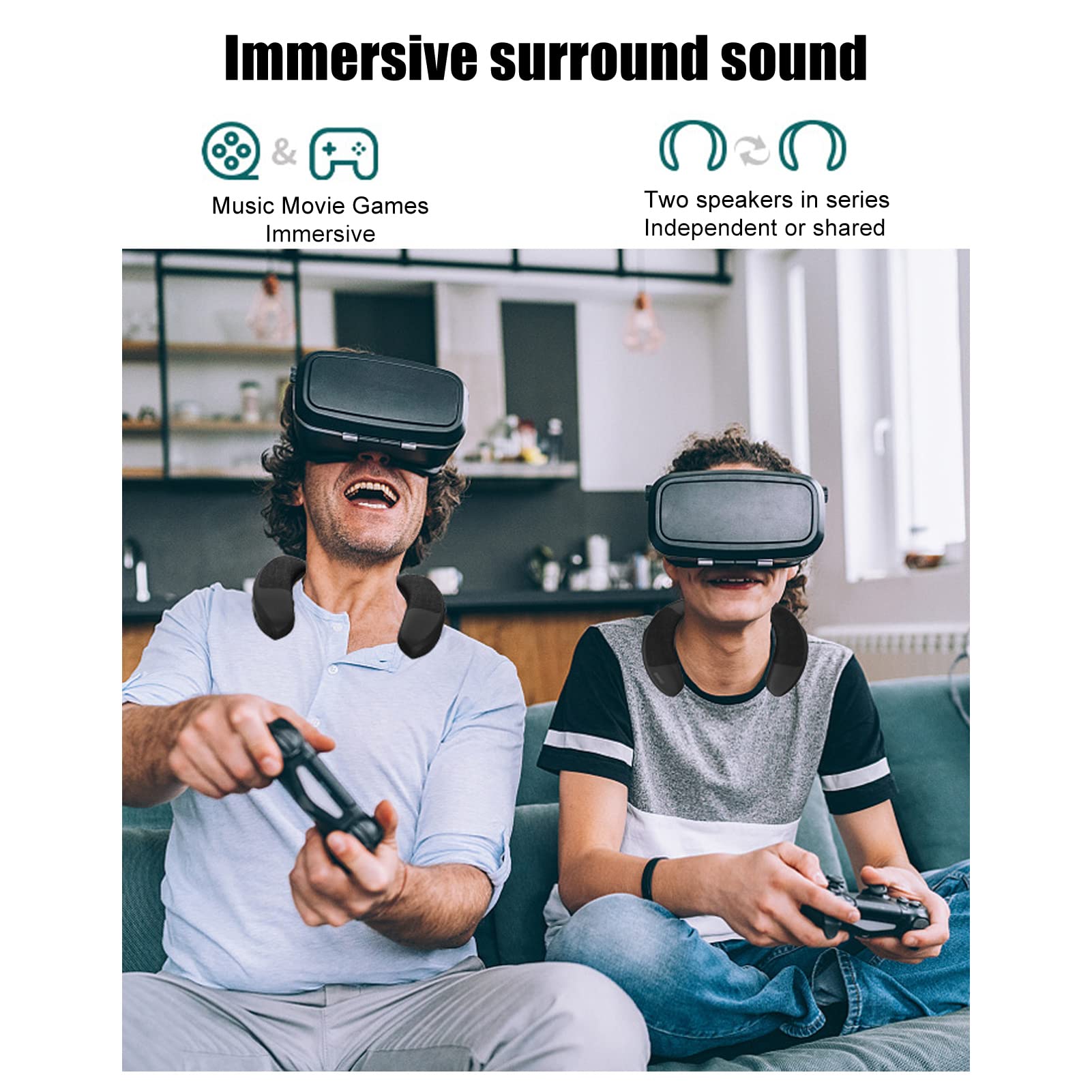 Yoidesu Yoidesu Neckband Portable Bluetooth Speakers Lightweight 3D Stereo Surround Sound Wearable Speaker for Outdoor Cycling and Hands-Free Calling - View 6 of 9