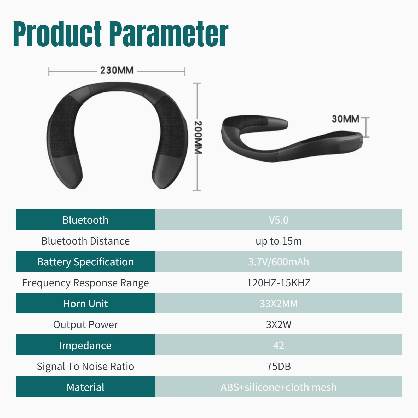 Yoidesu Yoidesu Neckband Portable Bluetooth Speakers Lightweight 3D Stereo Surround Sound Wearable Speaker for Outdoor Cycling and Hands-Free Calling - View 9 of 9