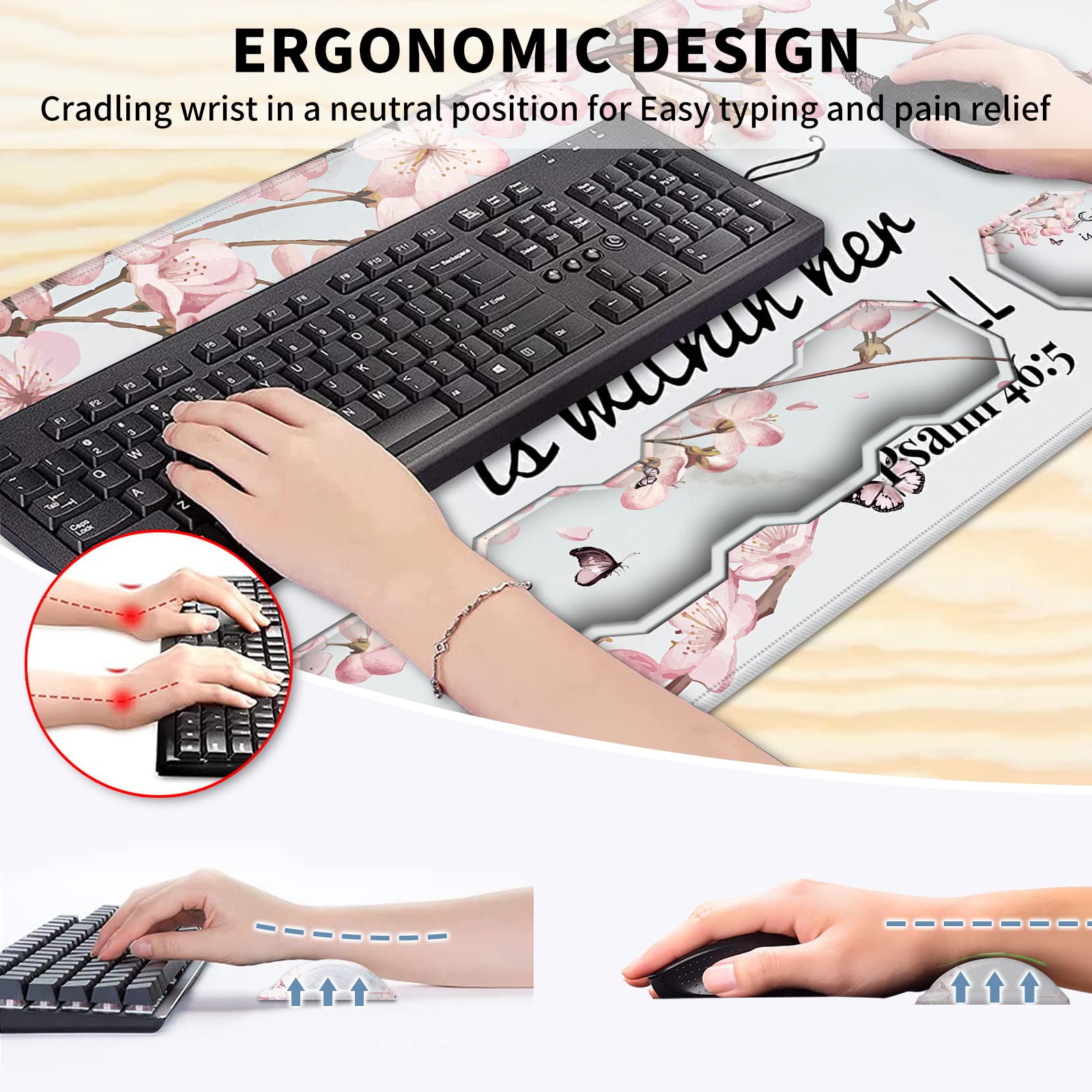 CGFGHHUY Gaming Mouse Pad Wrist Support and Desk Mat(35.4" x 15.7") and Keyboard Wrist Rest and Coasters 4 Pcs Set with Memory Foam Ergonomic Easy - View 6 of 7