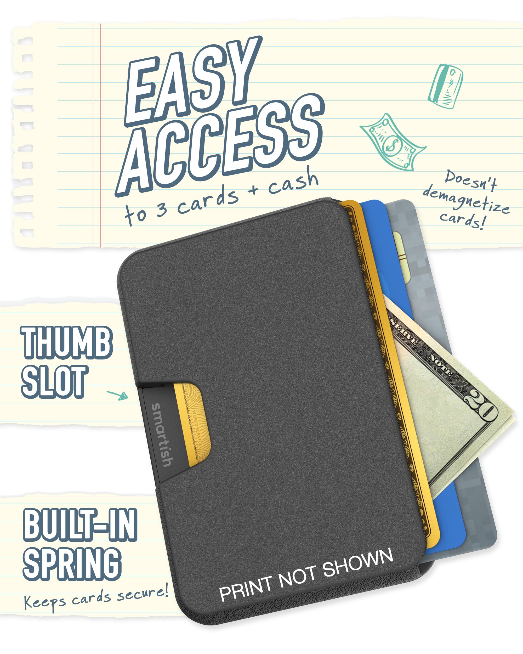 Smartish Smartish Wallet for MagSafe iPhones - Side Hustle - Slim Detachable Magnetic Card Holder for Apple iPhone 17 16 15 14 13 12 13 12 Models - Secret Menu - View 3 of 6