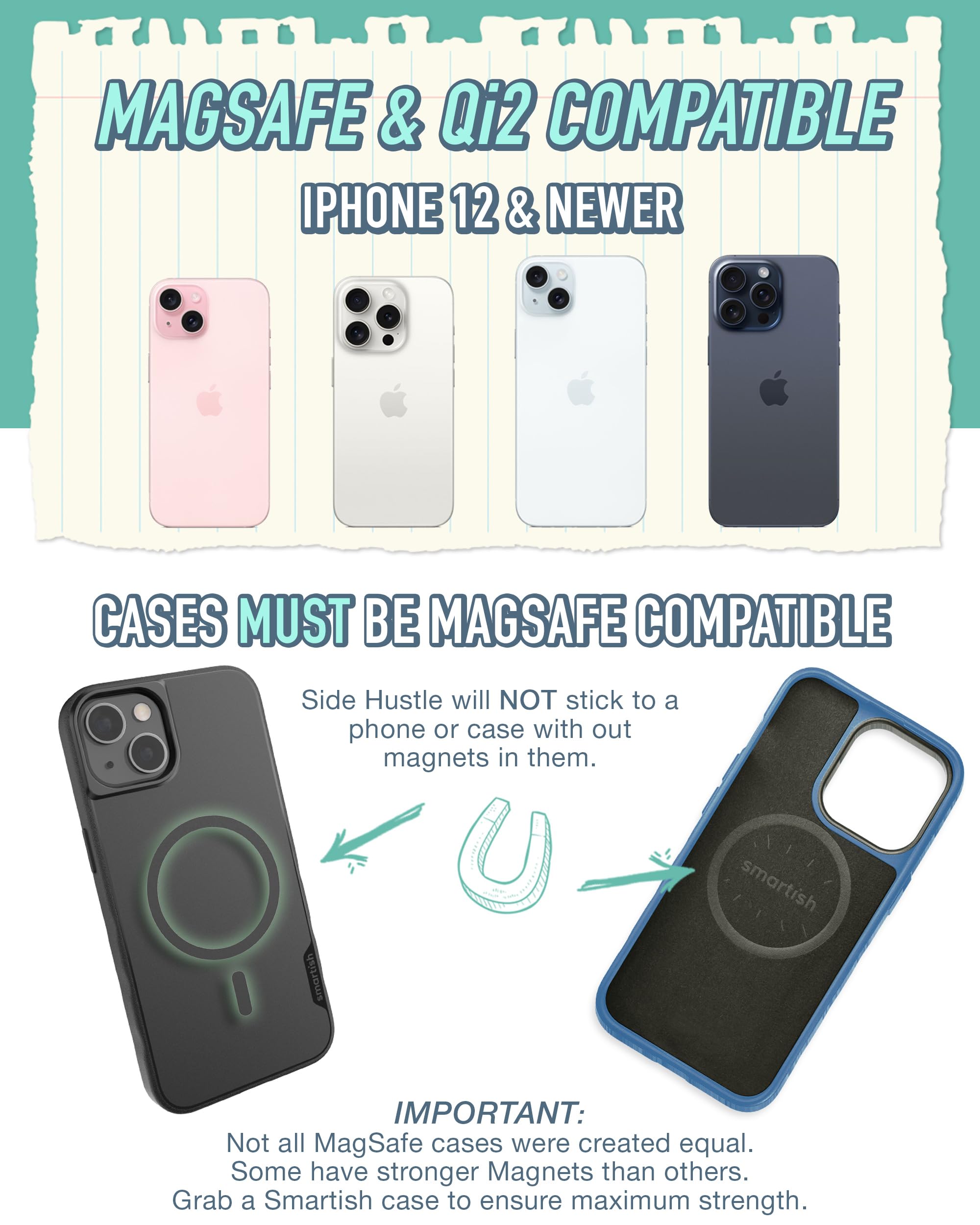 Smartish Smartish Wallet for MagSafe iPhones - Side Hustle - Slim Detachable Magnetic Card Holder for Apple iPhone 17 16 15 14 13 12 13 12 Models - Secret Menu - View 5 of 6