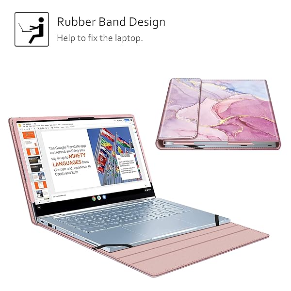 FINTIE Fintie Premium PU Leather Sleeve Case for 14 Inch ASUS Chromebook Flip C433TA Lenovo Yoga Slim 7 Dell Latitude Glittering Marble Design - View 6 of 9