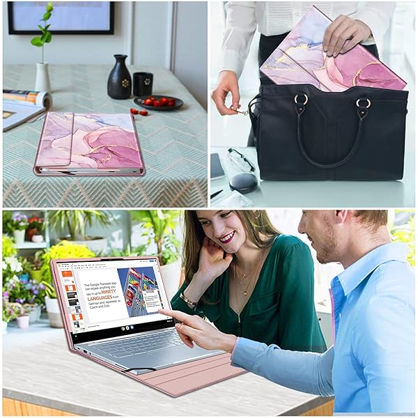 FINTIE Fintie Premium PU Leather Sleeve Case for 14 Inch ASUS Chromebook Flip C433TA Lenovo Yoga Slim 7 Dell Latitude Glittering Marble Design - View 9 of 9