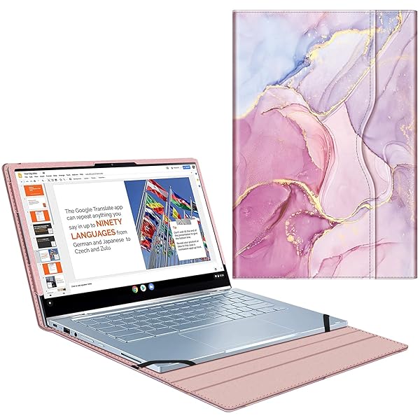 FINTIE Fintie Premium PU Leather Sleeve Case for 14 Inch ASUS Chromebook Flip C433TA Lenovo Yoga Slim 7 Dell Latitude Glittering Marble Design - View 2 of 9