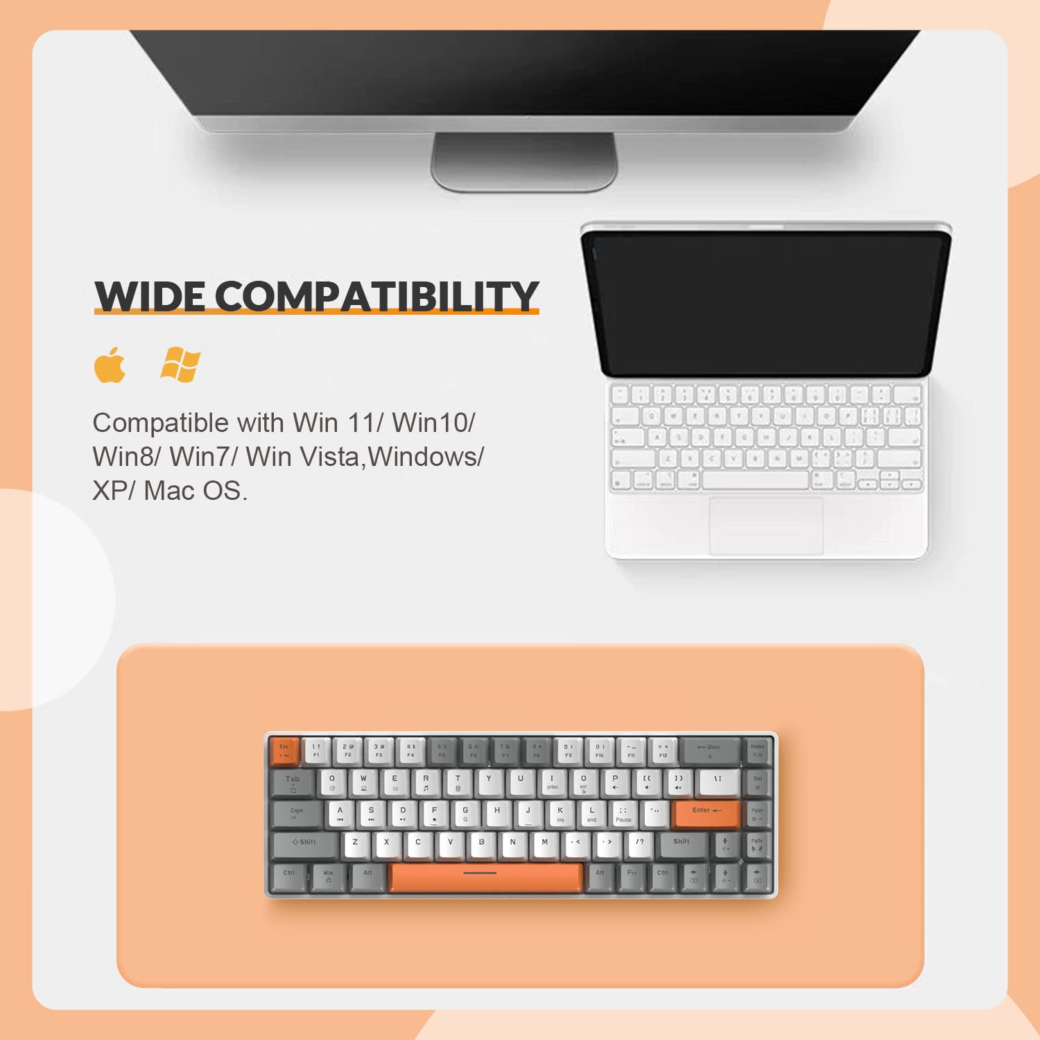 ZIYOU LANG RK-T8 Wired 65% Mechanical Gaming Keyboard with RGB LED Backlit Anti-ghosting TKL Mini 68 Key Custom Coiled C to A Cable Linear Red Switch - View 7 of 8