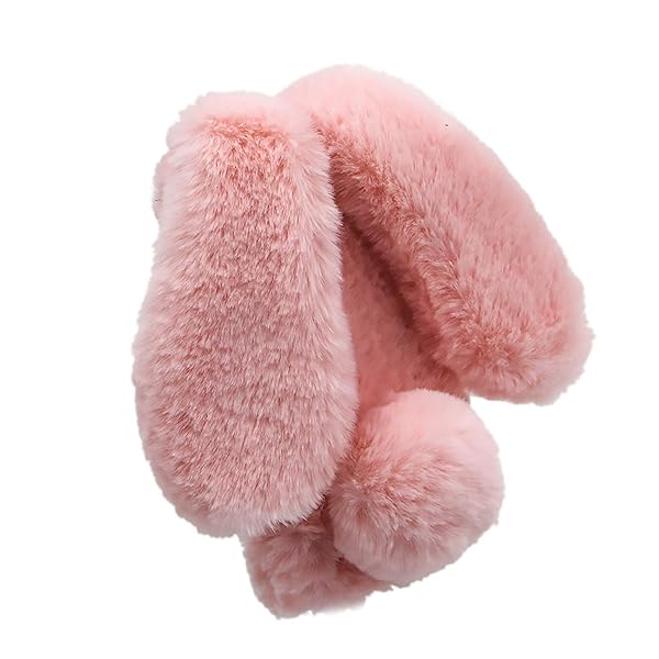MIOKY Rabbit Ear Case for Samsung Galaxy Z Flip 3 5G Cute Plush Bunny Fur Phone Case with Crossbody Strap Shockproof Protective Cover Pink - View 5 of 7