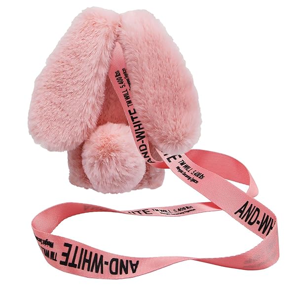 MIOKY Rabbit Ear Case for Samsung Galaxy Z Flip 3 5G Cute Plush Bunny Fur Phone Case with Crossbody Strap Shockproof Protective Cover Pink - View 2 of 7