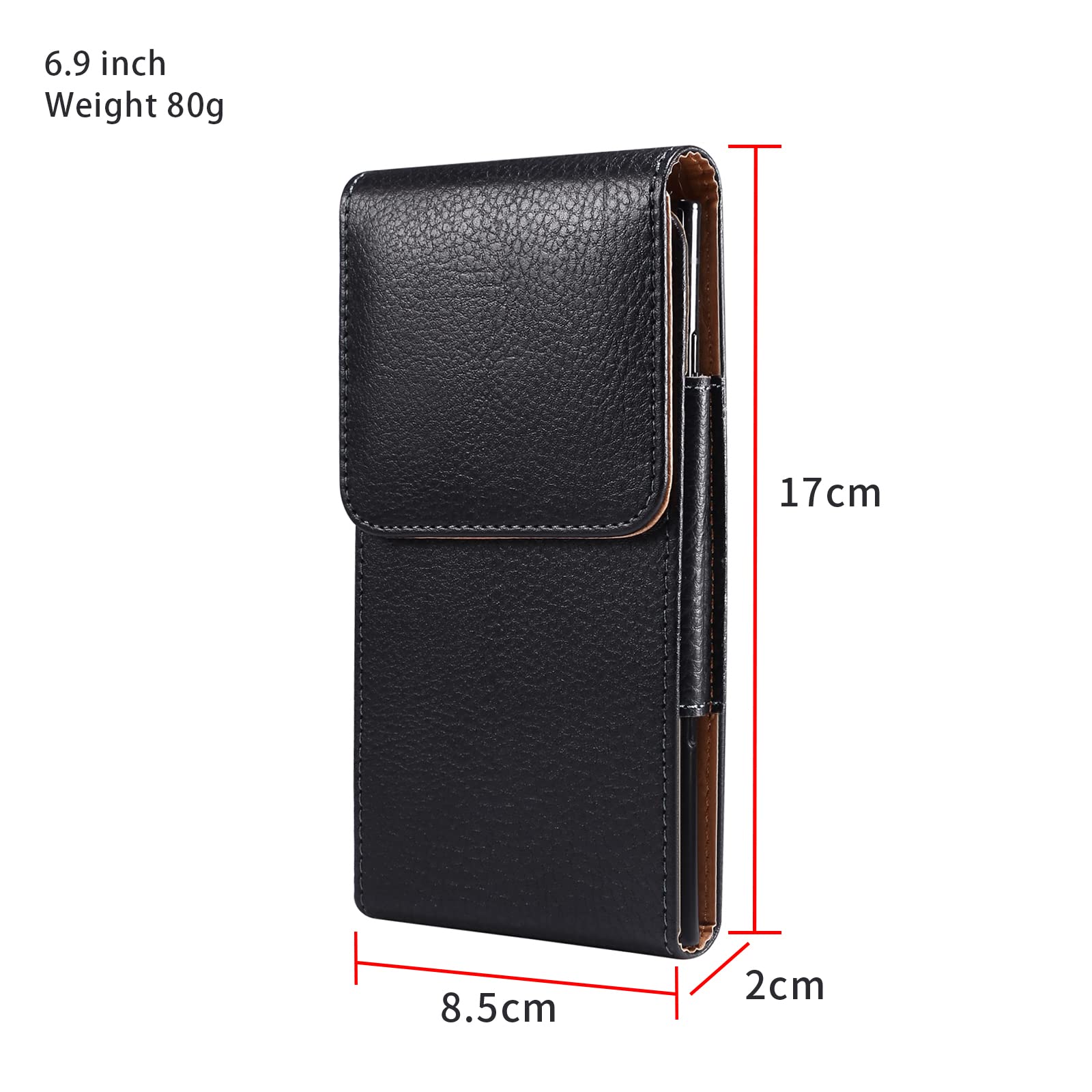 AWDO PU Leather Cell Phone Holster Belt Clip Case Pouch Holder for Samsung Galaxy A13 A03s A12 A32 5G S22 Ultra S21 Note 20 Ultra, Moto G Power 2022 - View 5 of 7