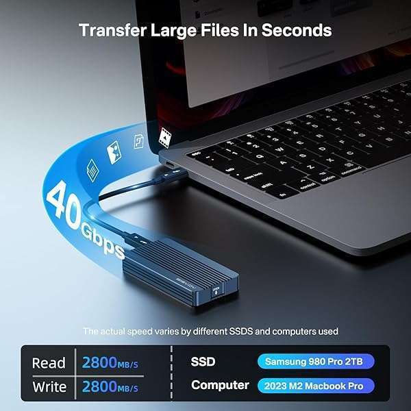 FREEGENE ACASIS 40Gbps M.2 NVMe SSD Enclosure TBU 405 for M1/M2 Pro/Max - USB4/3.2 Compatible, Supports 2280 B+M M-Key SSDs - View 3 of 10