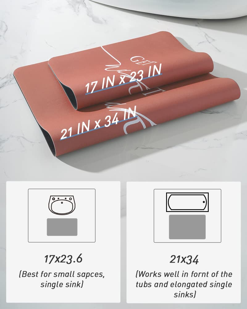 tchdio Tchdio Super Absorbent Quick Dry Bath Mat Non Slip Ultra Thin Bathroom Rug 17 x 24 Terracotta for Bathroom Floor - View 7 of 7