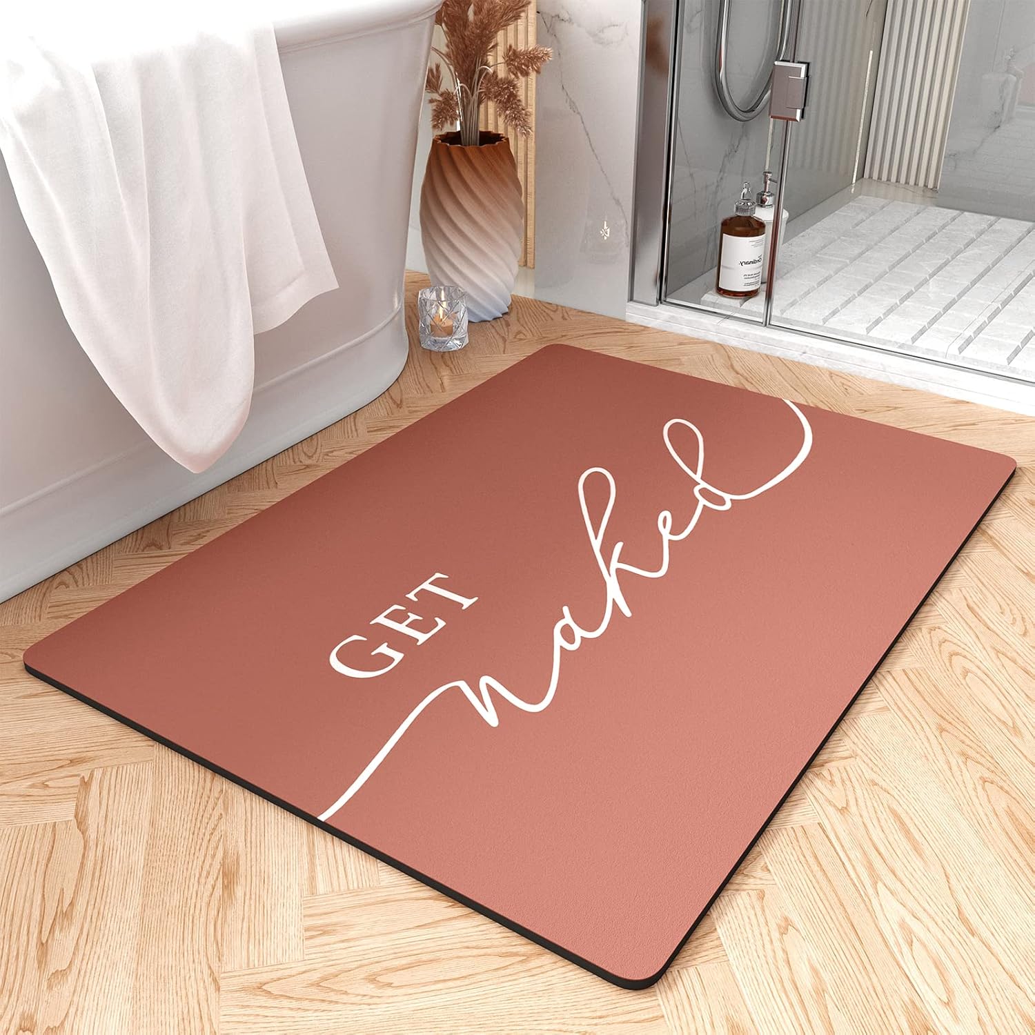 tchdio Tchdio Super Absorbent Quick Dry Bath Mat Non Slip Ultra Thin Bathroom Rug 17 x 24 Terracotta for Bathroom Floor