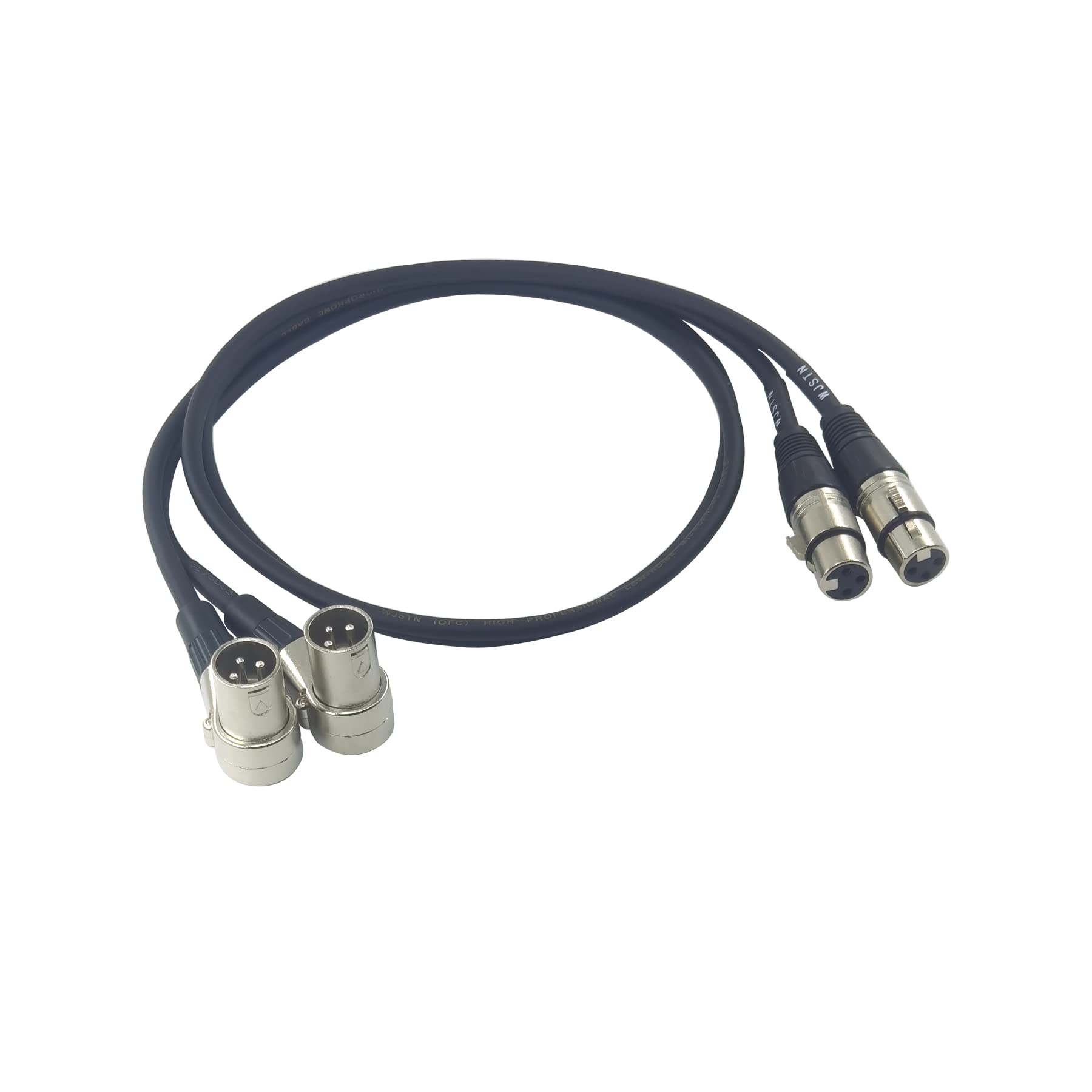 WJSTN Right-Angle XLR Male to XLR Female Balanced 3 PIN Microphone Cable 2 Pack - View 2 of 5
