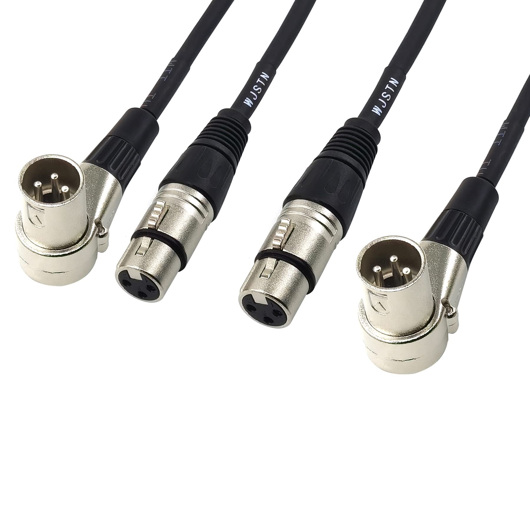 WJSTN Right-Angle XLR Male to XLR Female Balanced 3 PIN Microphone Cable 2 Pack