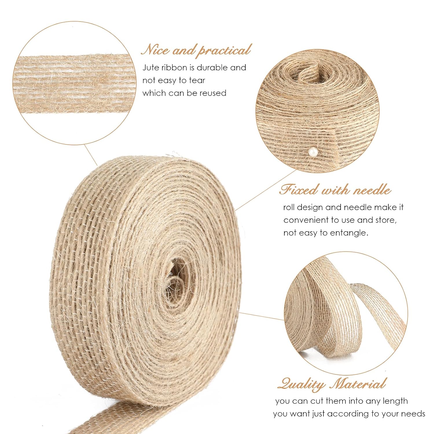 joycraft Joycraft 33 Yards Jute Burlap Fabric Ribbon Brown Premium Craft Ribbon for Bows Wreaths Weddings Gifts Parties Home Decor DIY Craft - View 3 of 6