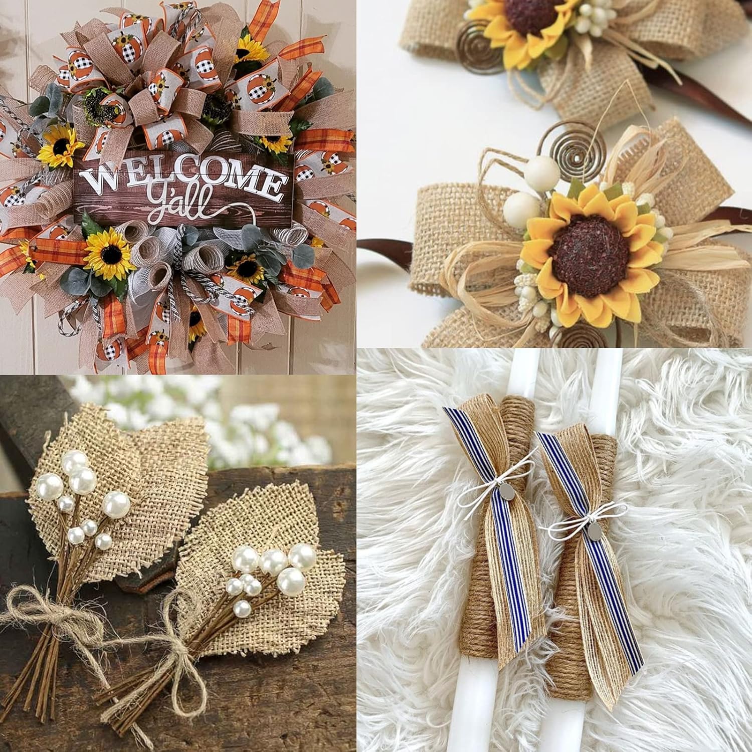 joycraft Joycraft 33 Yards Jute Burlap Fabric Ribbon Brown Premium Craft Ribbon for Bows Wreaths Weddings Gifts Parties Home Decor DIY Craft - View 5 of 6