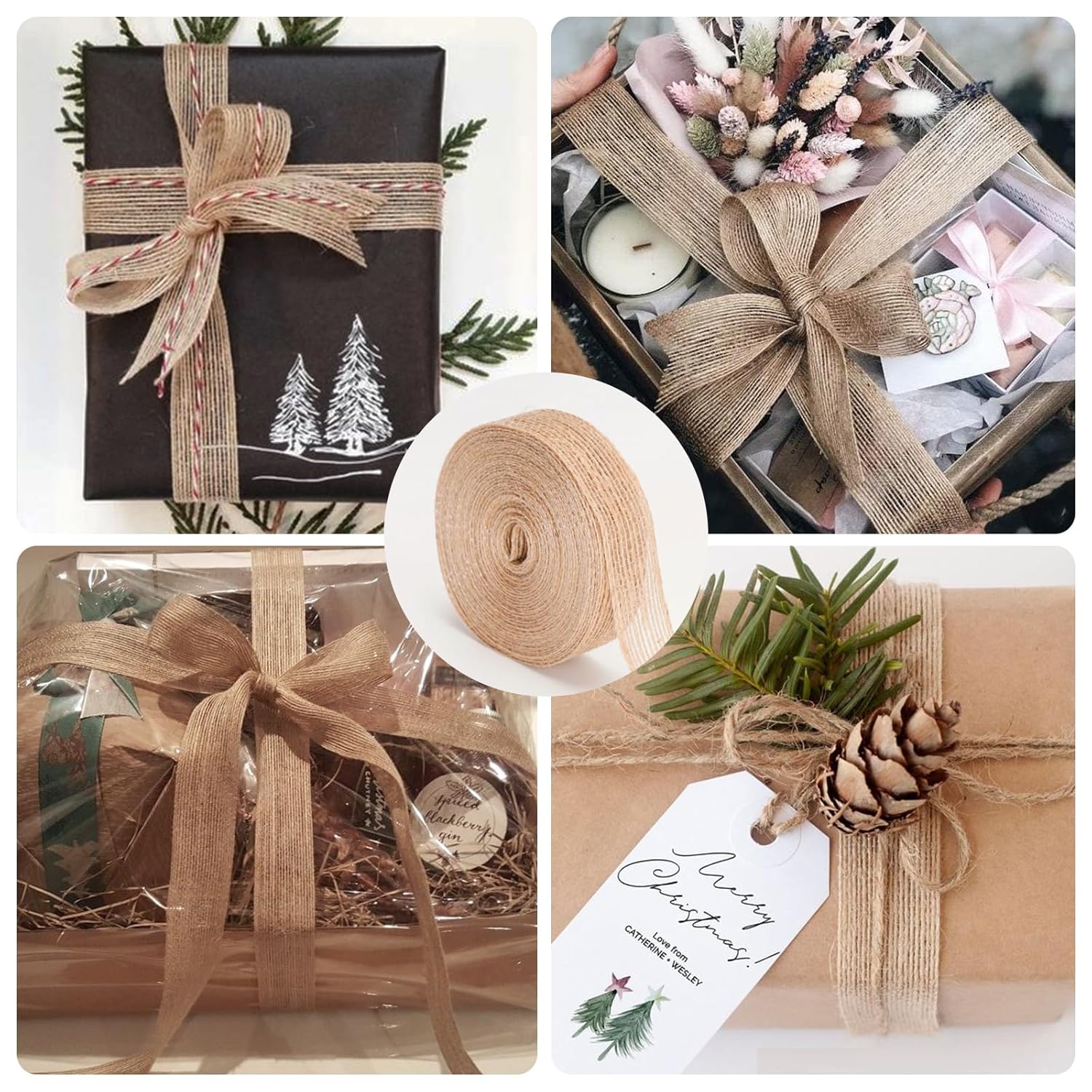 joycraft Joycraft 33 Yards Jute Burlap Fabric Ribbon Brown Premium Craft Ribbon for Bows Wreaths Weddings Gifts Parties Home Decor DIY Craft - View 6 of 6