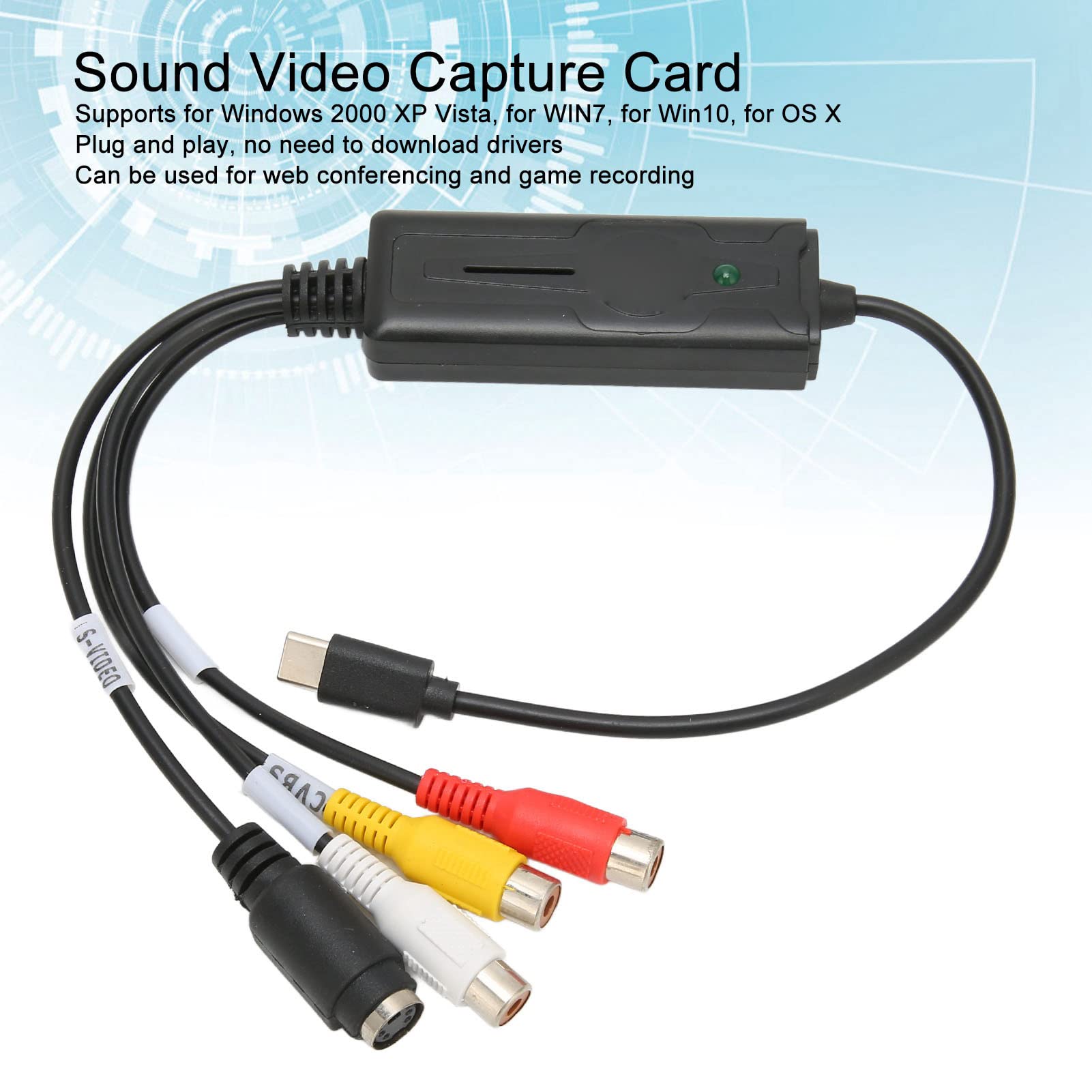 PUSOKEI PUSOKEI USB-C Audio Video Capture Card USB Converter Adapter for AV S Video Input NTSC PAL Compatible with PC and Mac - View 3 of 9