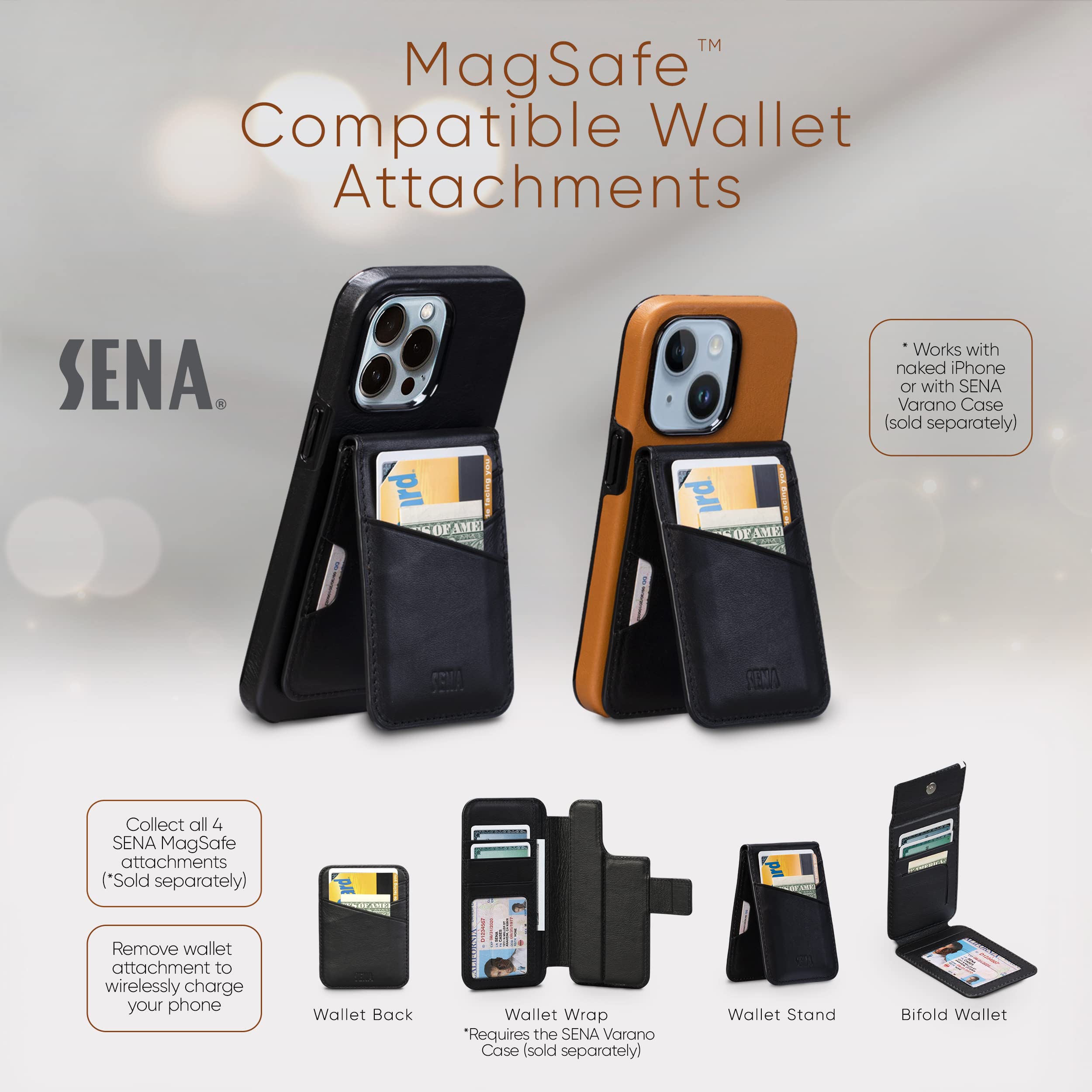 SENA MagSafe Wallet Phone Stand, Apple MagSafe Wallet Stand Attachment for Apple iPhone 12 13 14 Pro Max Max Pro, iPhone Leather Wallet Stand with - View 3 of 7