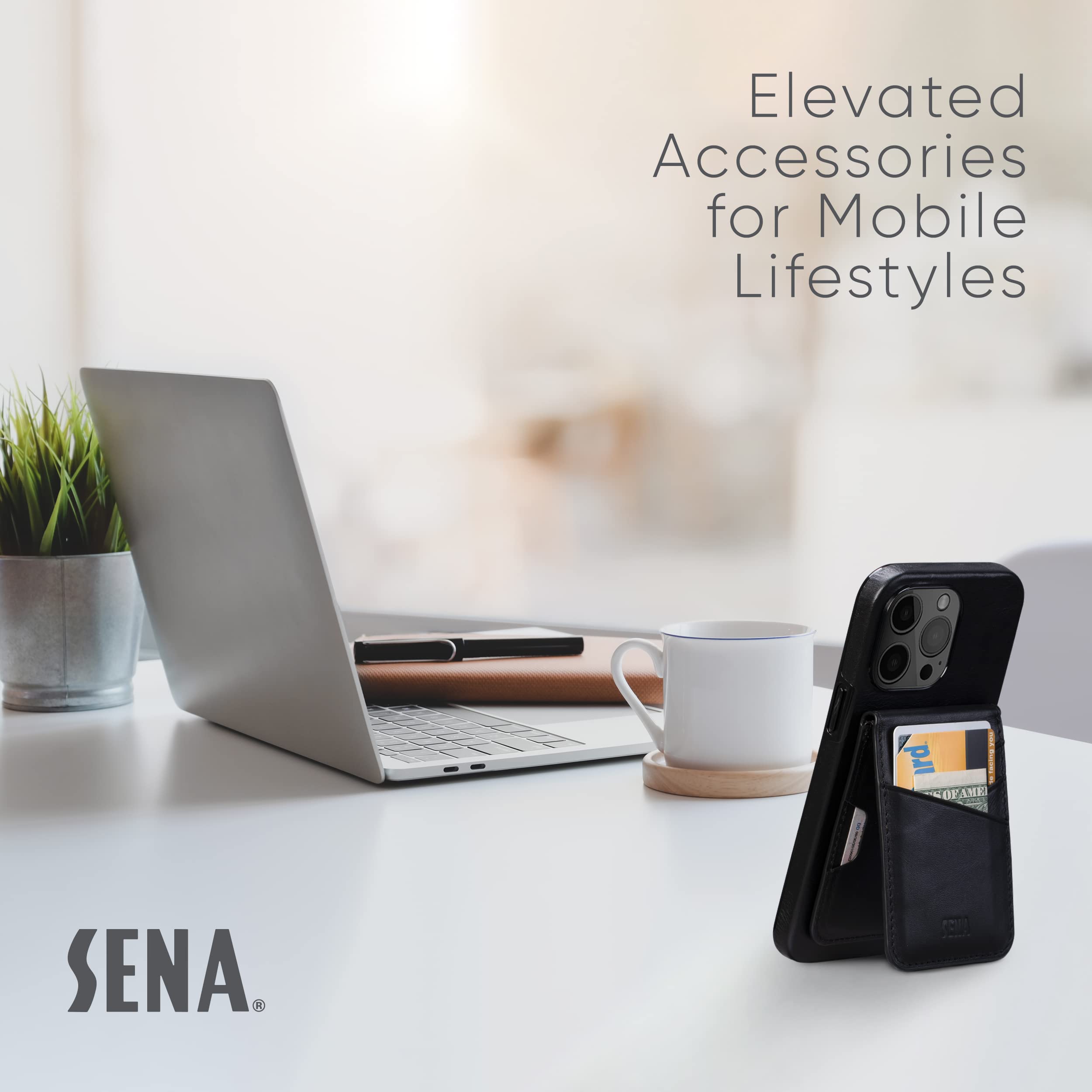 SENA MagSafe Wallet Phone Stand, Apple MagSafe Wallet Stand Attachment for Apple iPhone 12 13 14 Pro Max Max Pro, iPhone Leather Wallet Stand with - View 7 of 7