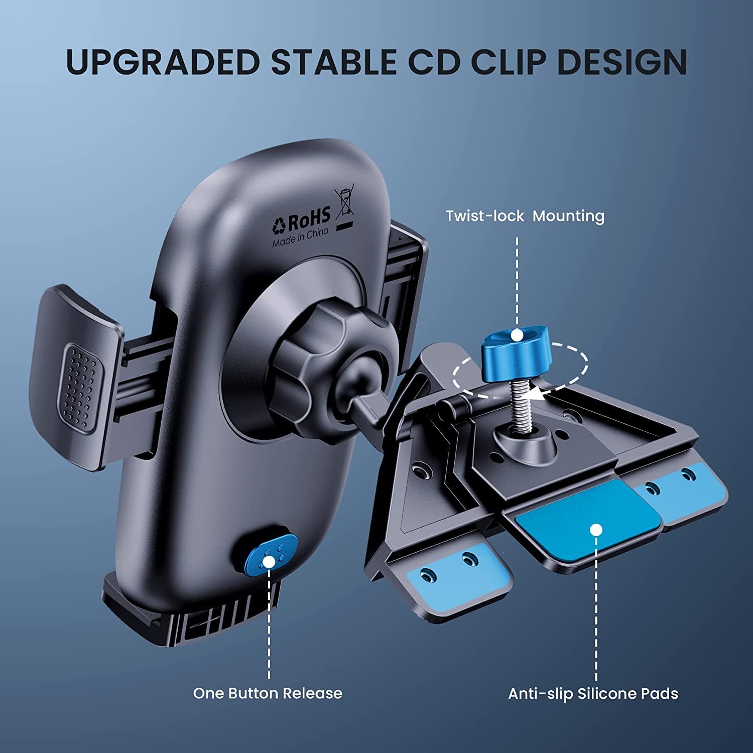 TICILFO Phone Mount for Car Phone Holder Mount Upgraded Metal CD Slot Phone Holder Car Cell Phone Holder Thick Cases Friendly iPhone Holder for Car - View 2 of 9