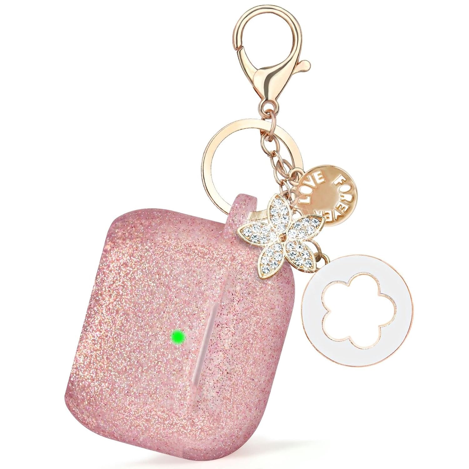 VISOOM VISOOM Pink Silicone Case for Airpods Pro 2nd Generation Wireless Charging Cover with Bling Keychain for Women and Girls - View 8 of 9