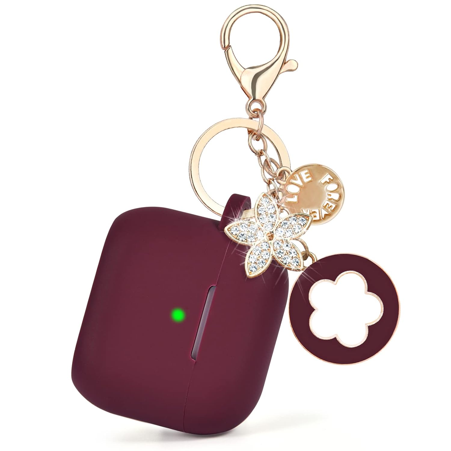 VISOOM VISOOM Pink Silicone Case for Airpods Pro 2nd Generation Wireless Charging Cover with Bling Keychain for Women and Girls - View 9 of 9