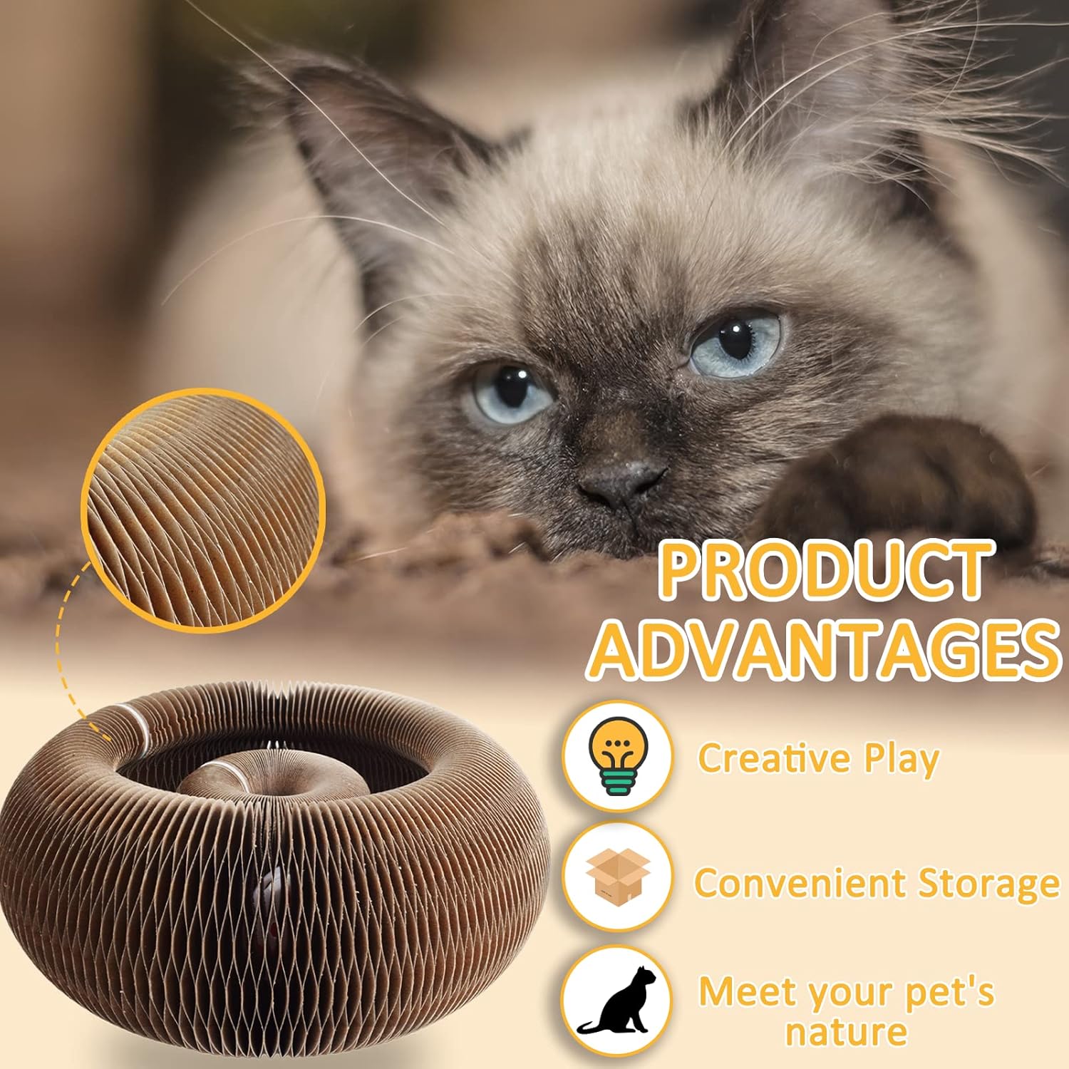 Cdipesp Cdipesp Magic Organ Cat Scratching Board Cat Butler Snuffle Paw Accordion Catcordion Cardboard Slinky Toy for Cats - View 2 of 7