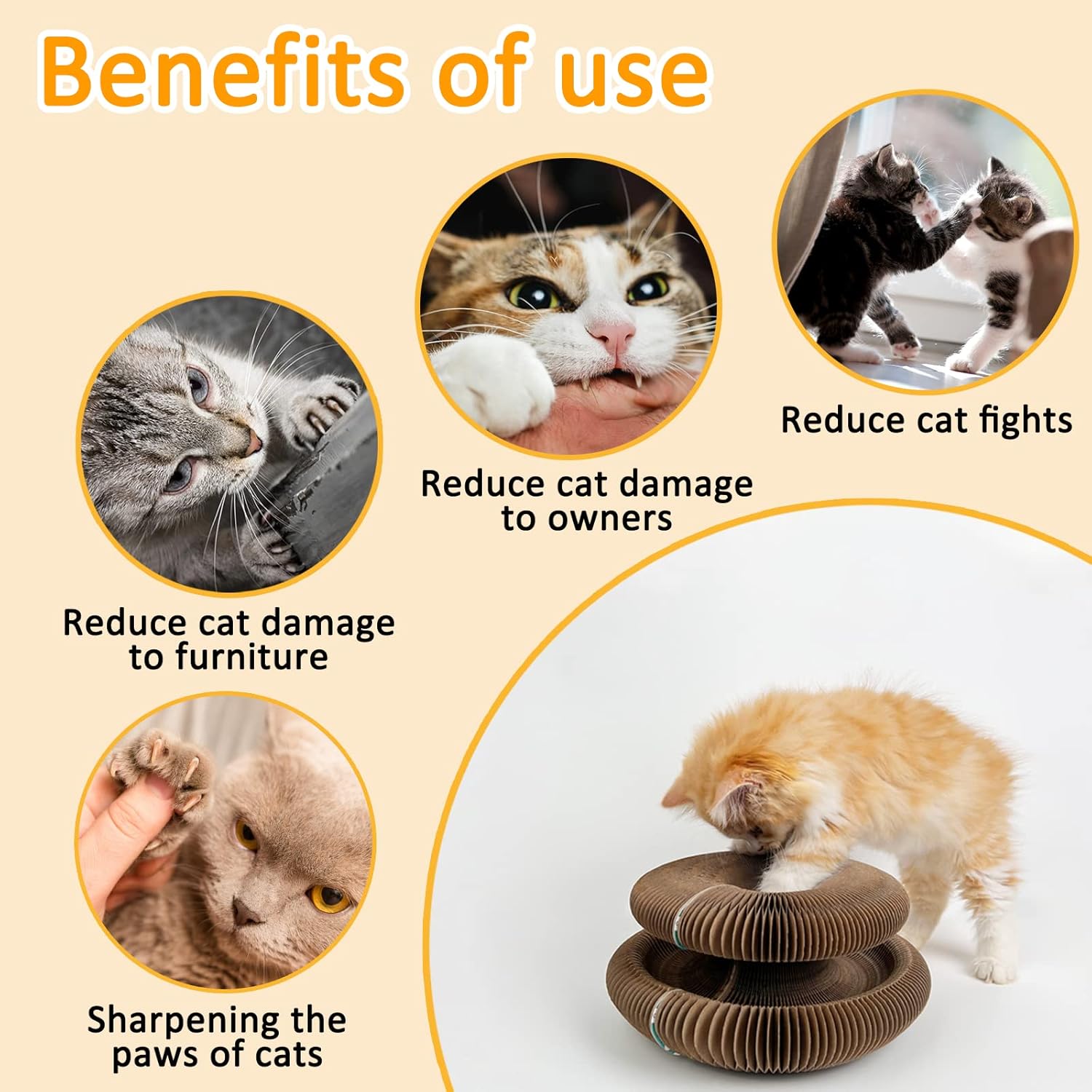 Cdipesp Cdipesp Magic Organ Cat Scratching Board Cat Butler Snuffle Paw Accordion Catcordion Cardboard Slinky Toy for Cats - View 4 of 7