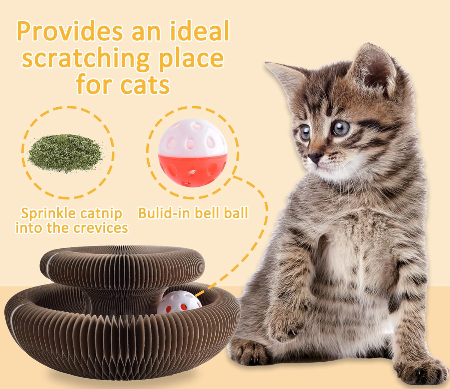 Cdipesp Cdipesp Magic Organ Cat Scratching Board Cat Butler Snuffle Paw Accordion Catcordion Cardboard Slinky Toy for Cats - View 6 of 7