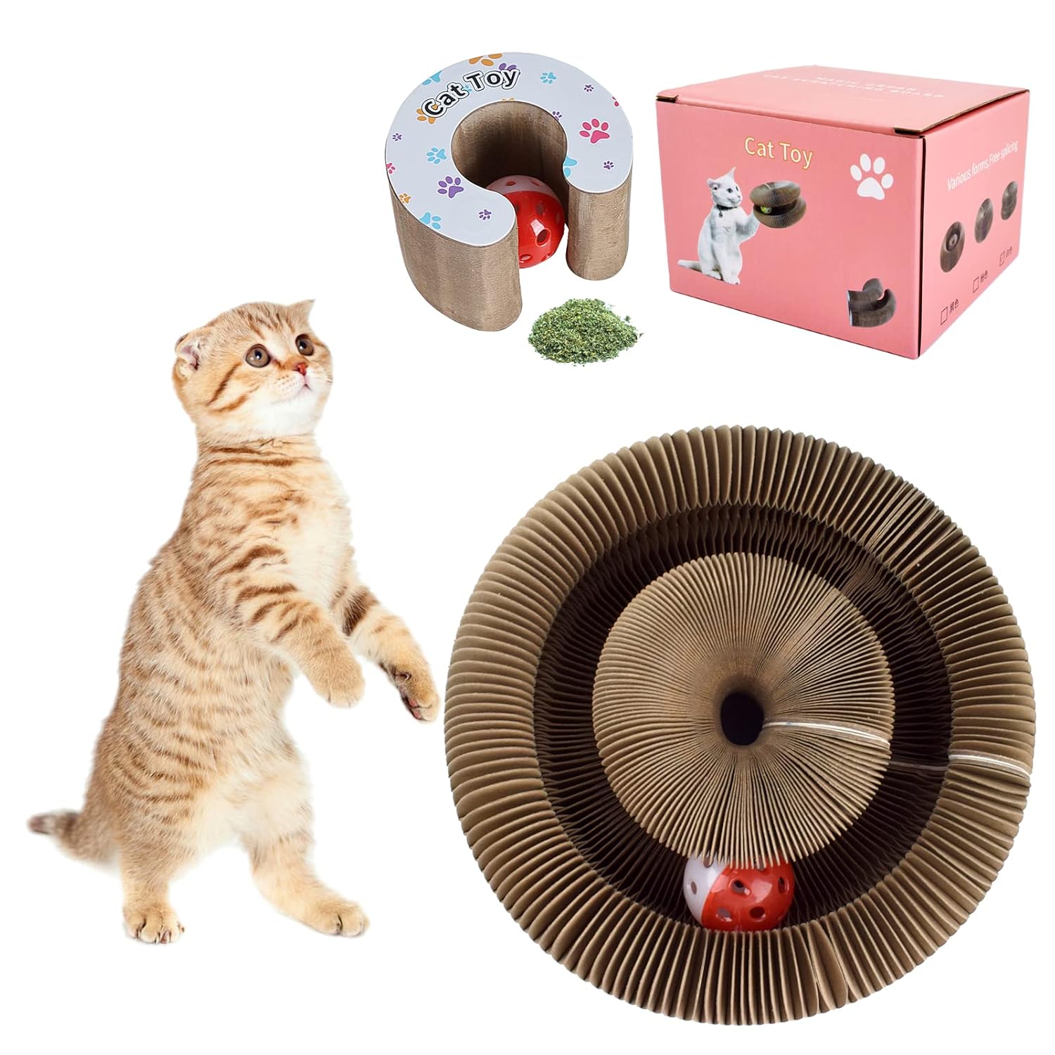 Cdipesp Cdipesp Magic Organ Cat Scratching Board Cat Butler Snuffle Paw Accordion Catcordion Cardboard Slinky Toy for Cats