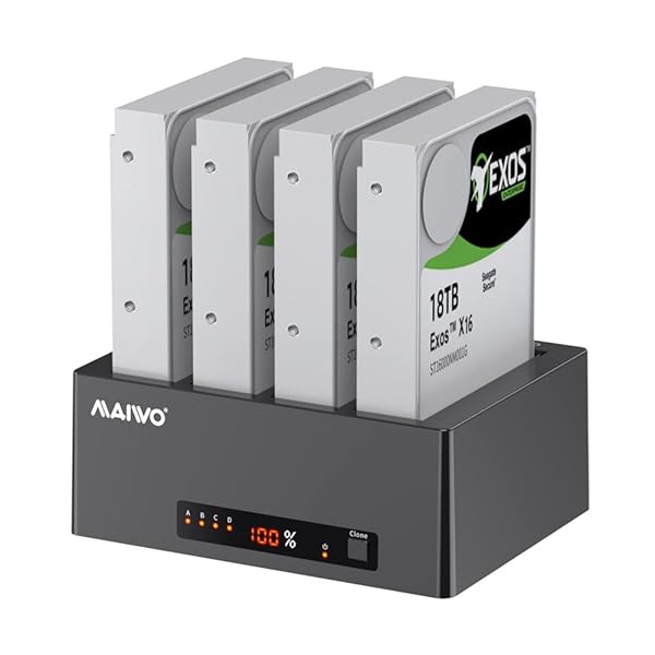 MAIWO MAIWO 4 Bay Hard Drive Docking Station: Clone & Duplicate 88TB SATA HDD/SSD at 5Gbps with USB 3.0 & eSATA - View 10 of 10
