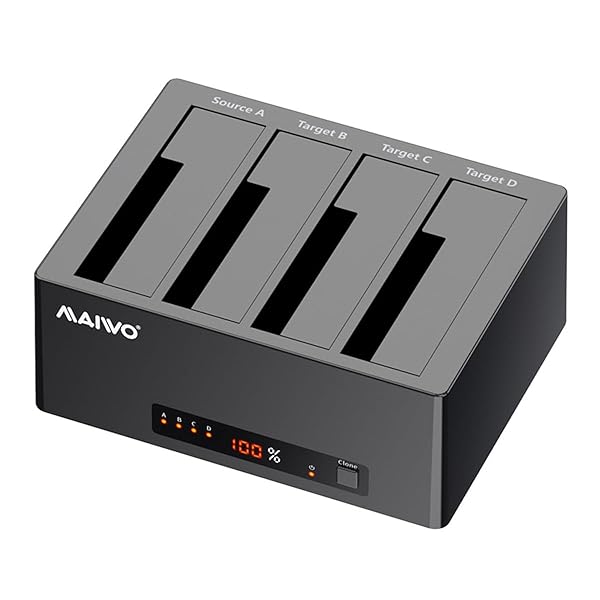 MAIWO MAIWO 4 Bay Hard Drive Docking Station: Clone & Duplicate 88TB SATA HDD/SSD at 5Gbps with USB 3.0 & eSATA - View 2 of 10