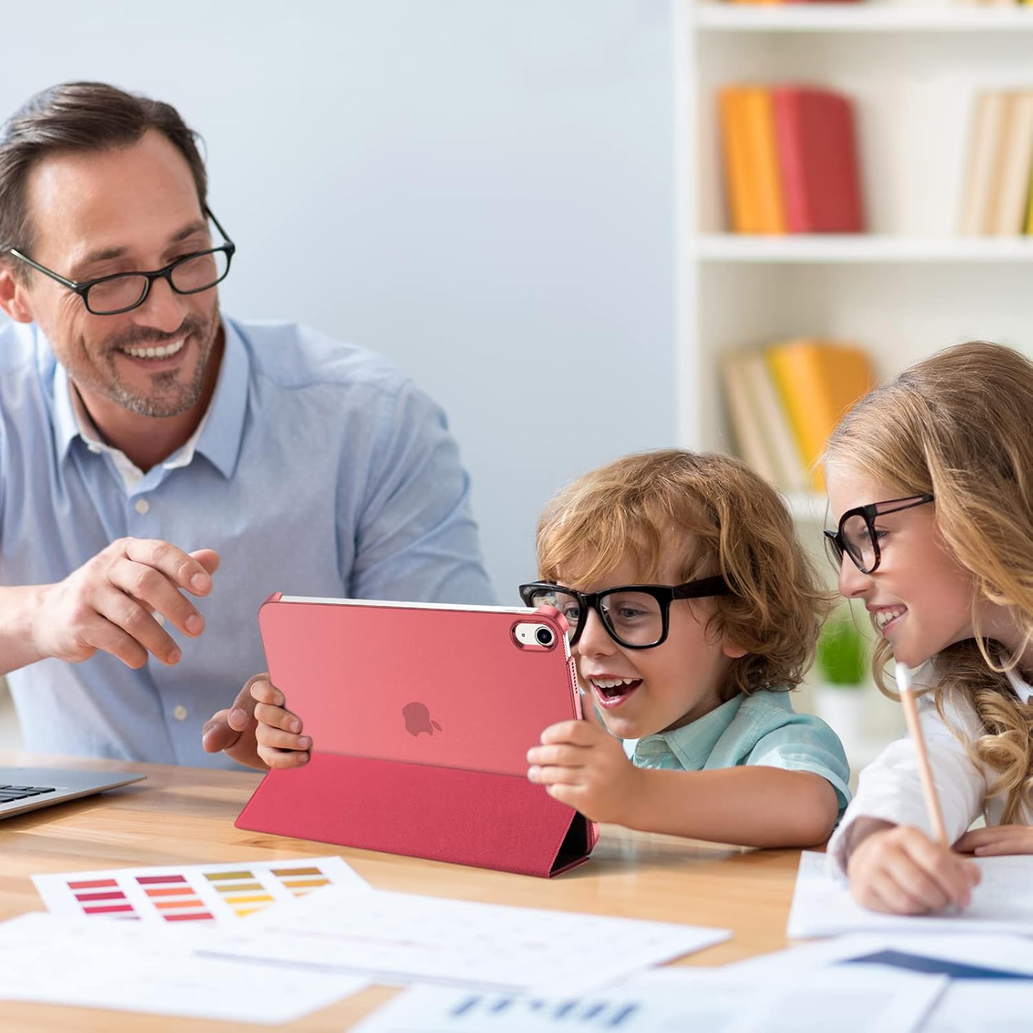 ProCase ProCase Slim Smart Cover for iPad 11th Generation 11 Inch and 10th Generation 10.9 Inch Red Translucent Hard Shell Case with Touch ID Support - View 3 of 9